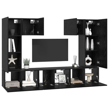 Conjunto De Mueble De Tv 7 Pcs Madera De Ingeniería