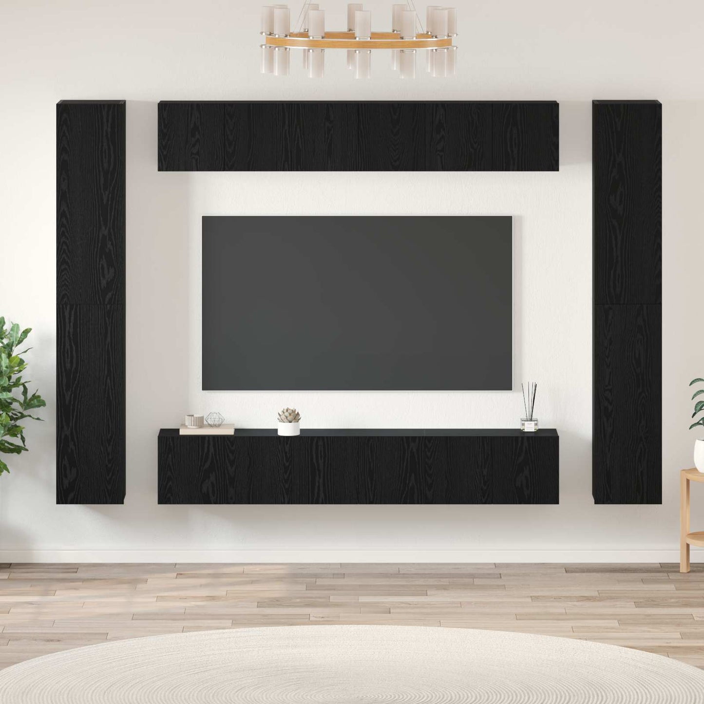 Conjunto De Mueble De Tv Montada En La Pared 10 Pcs