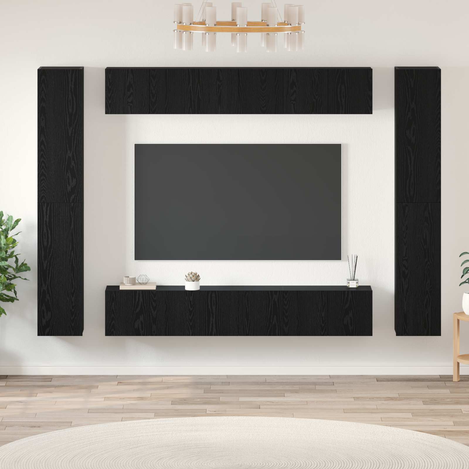 Conjunto De Mueble De Tv Montada En La Pared 10 Pcs