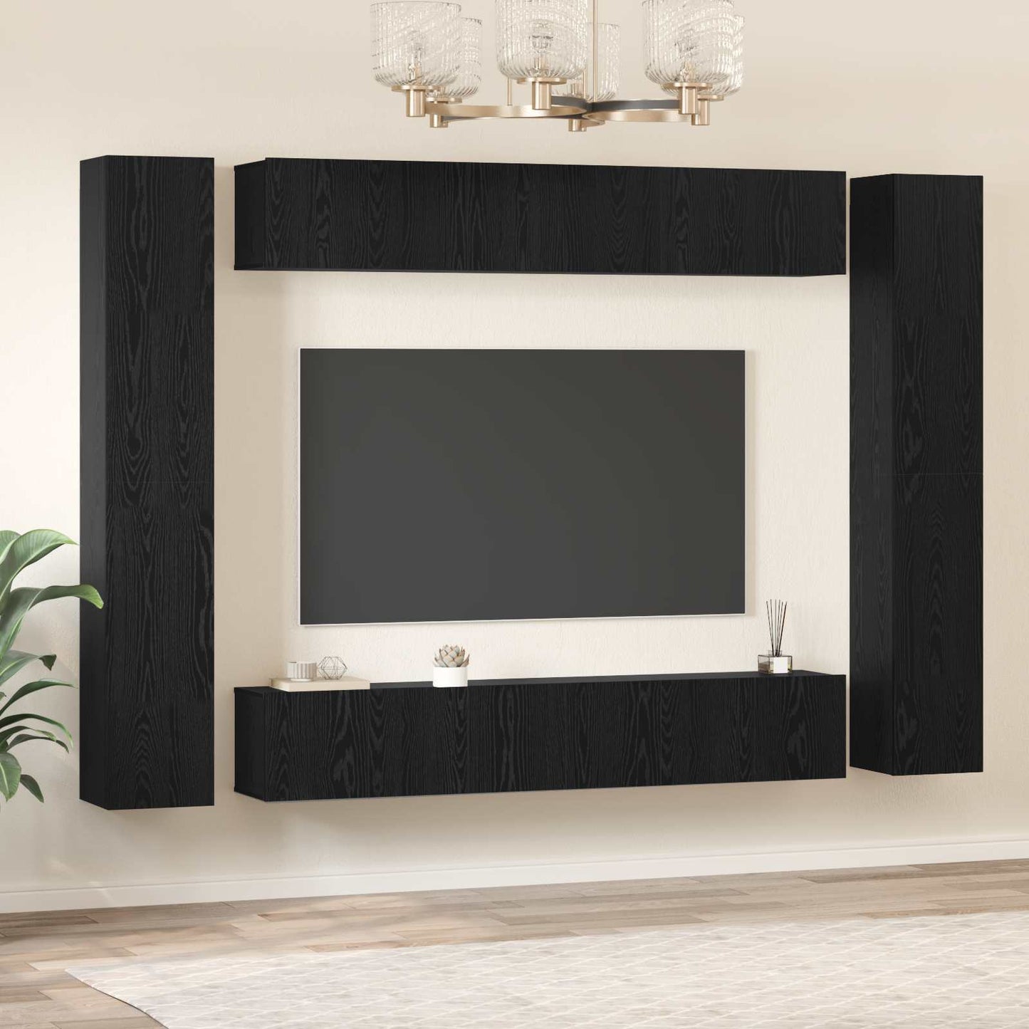 Conjunto De Mueble De Tv Montada En La Pared 10 Pcs