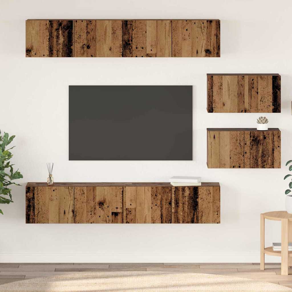 Conjunto De Mueble De Tv Montaje En La Pared 6 Pcs