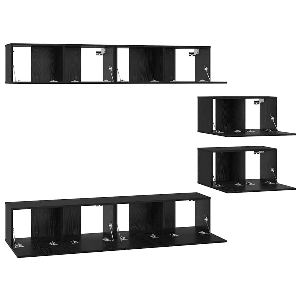 Conjunto De Mueble De Tv 6 Pcs Madera Contrachapada