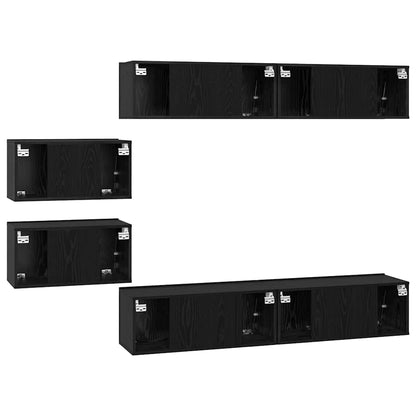 Conjunto De Mueble De Tv 6 Pcs Madera Contrachapada