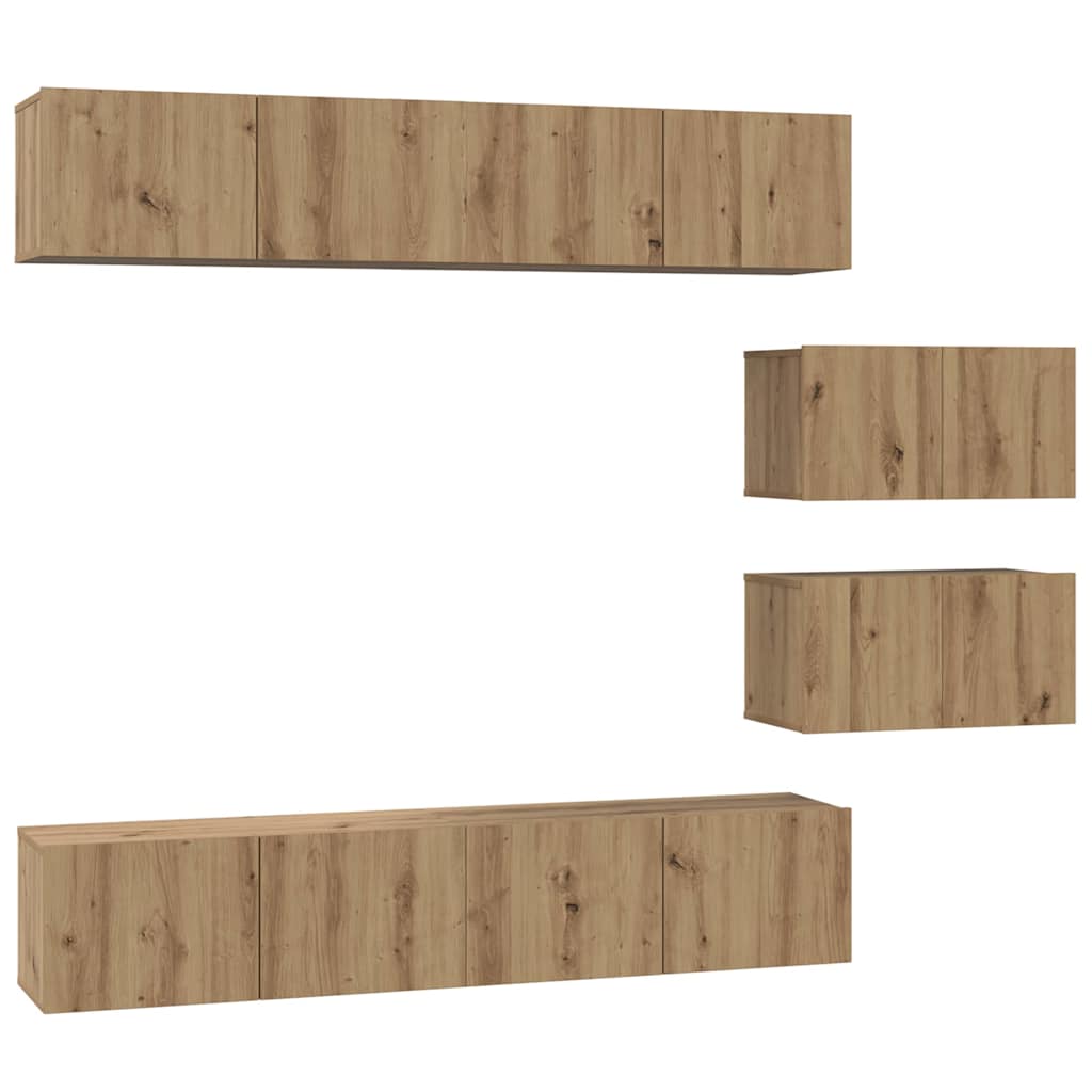 Conjunto De Mueble De Tv 6 Pcs Roble Artesanal