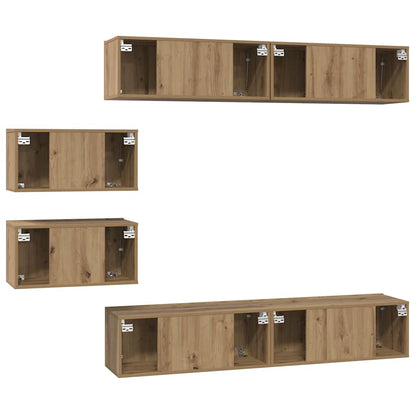 Conjunto De Mueble De Tv 6 Pcs Roble Artesanal