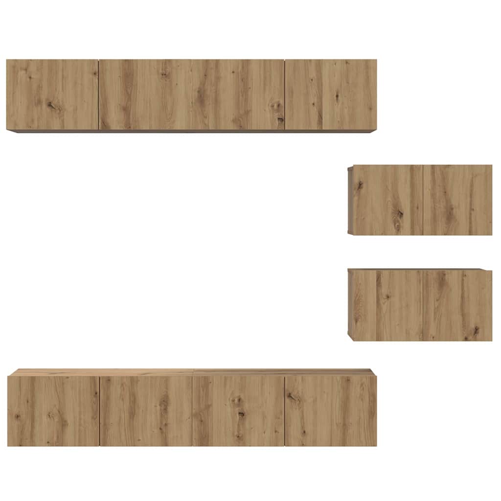 Conjunto De Mueble De Tv 6 Pcs Roble Artesanal