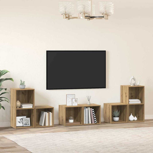 Conjunto De Mueble De Tv 6 Pcs Roble Artesanal