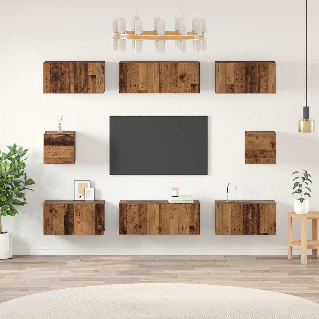 Conjunto De Mueble De Tv 8 Pcs Roble Artesanal