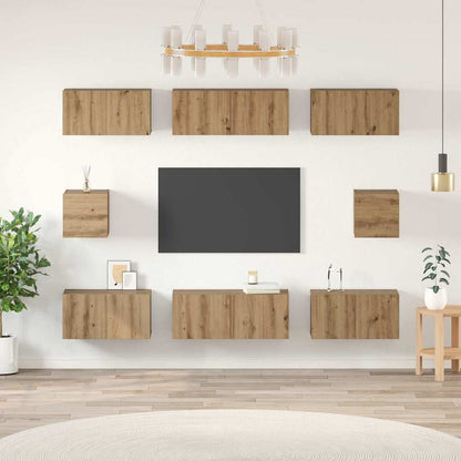 Conjunto De Mueble De Tv 8 Pcs Roble Artesanal