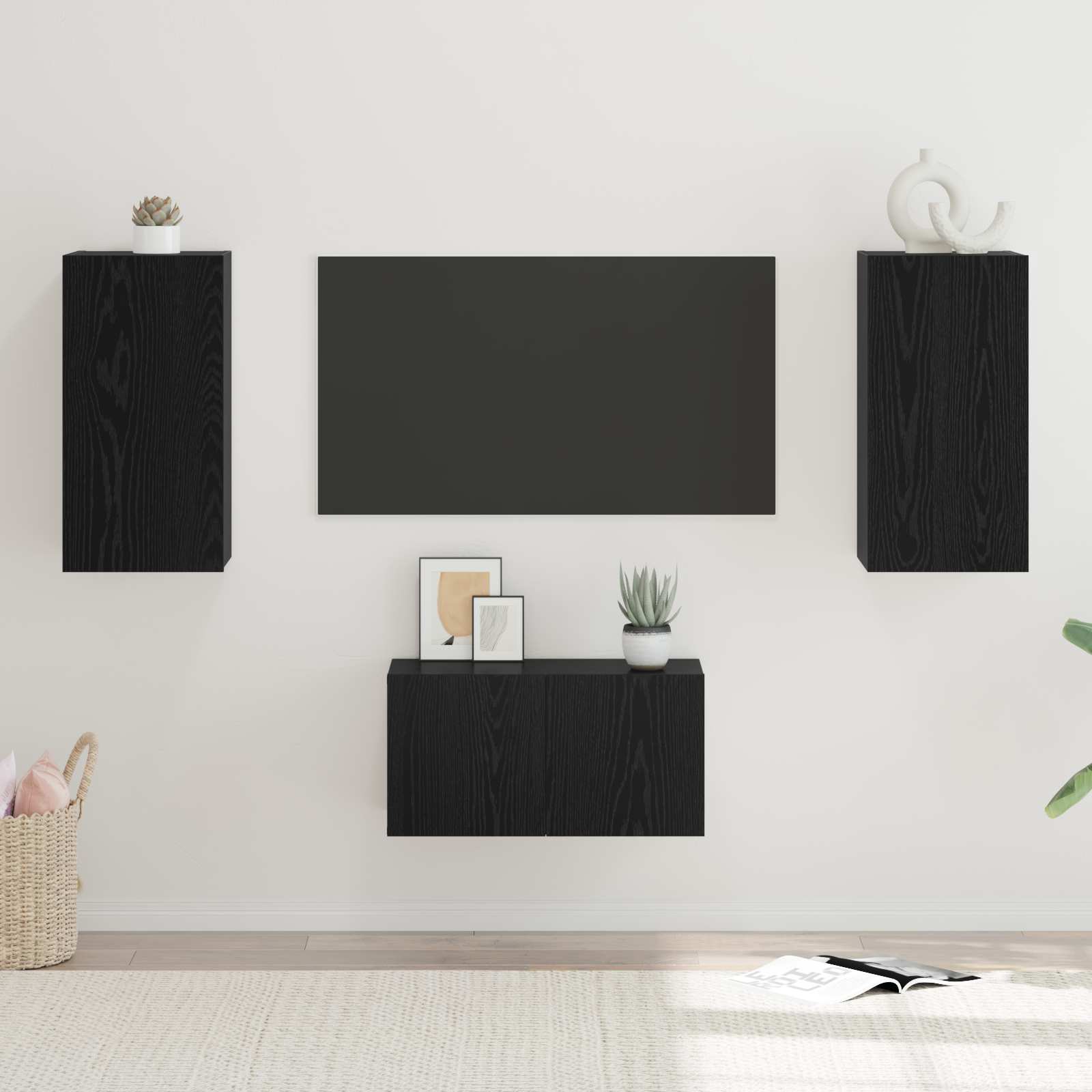Conjunto De Mueble De Tv 3 Pcs Madera De Ingeniería