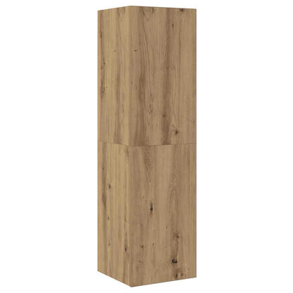 Mueble De Tv De Pared Montaje En La Pared 4 Pcs Roble Artesanal