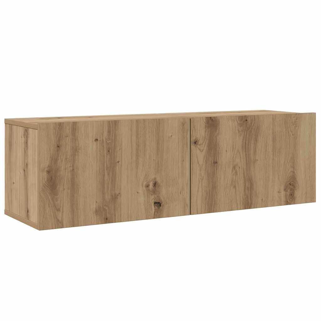 Mueble De Tv De Pared Montaje En La Pared 4 Pcs Roble Artesanal