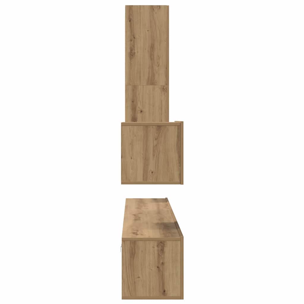 Mueble De Tv De Pared Montaje En La Pared 4 Pcs Roble Artesanal