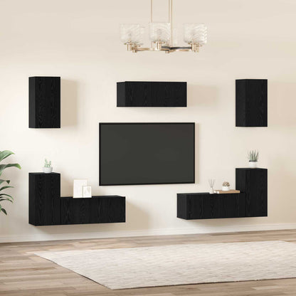 Conjunto De Mueble De Tv 7 Pcs Madera De Ingeniería