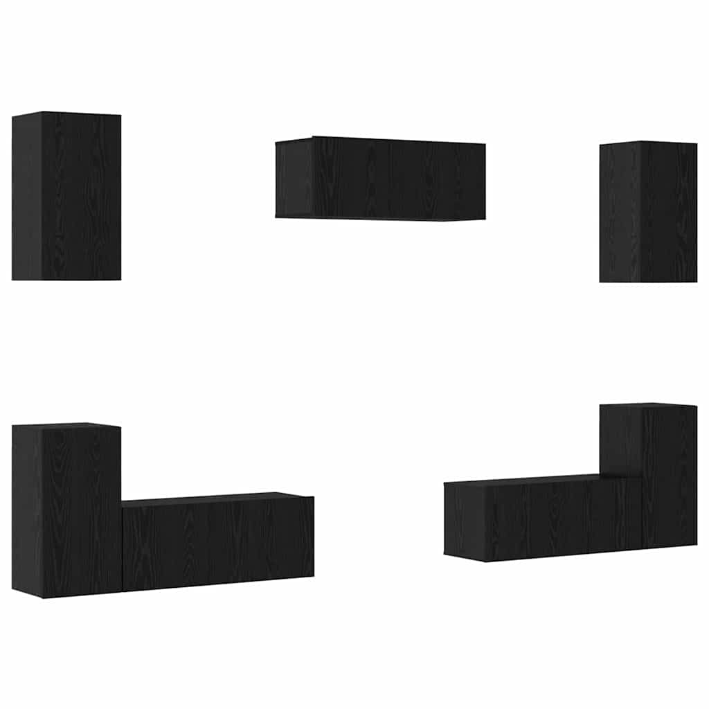 Conjunto De Mueble De Tv 7 Pcs Madera De Ingeniería