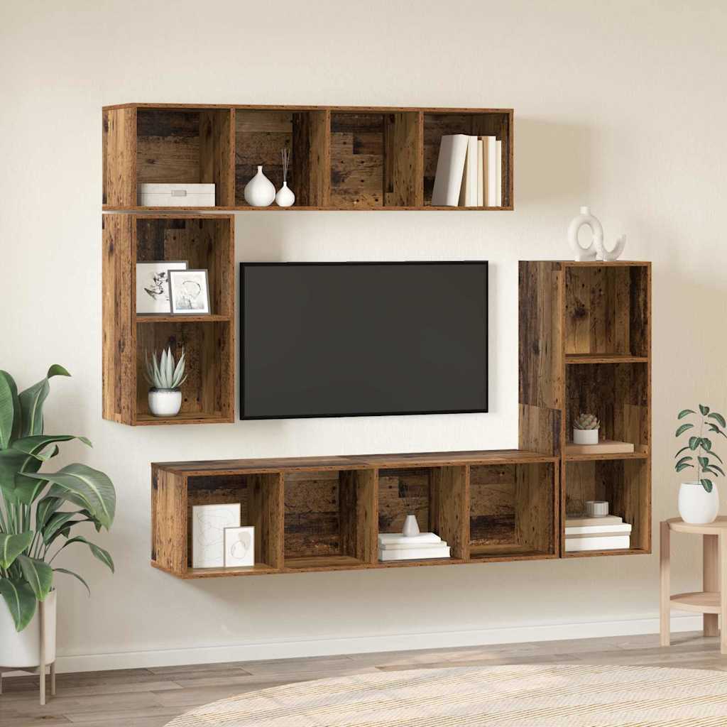 Conjunto De Mueble De Tv 4 Pcs Madera De Ingeniería