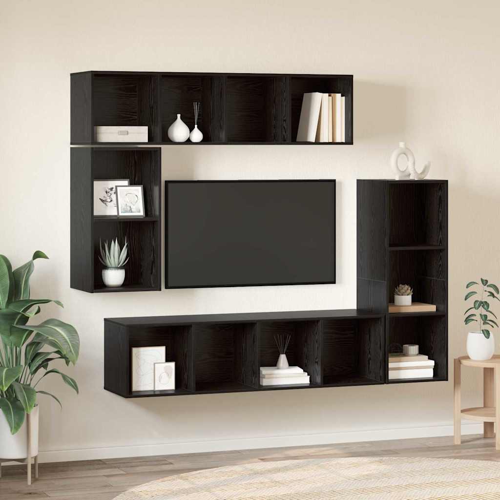 Conjunto De Mueble De Tv 4 Pcs Madera De Ingeniería