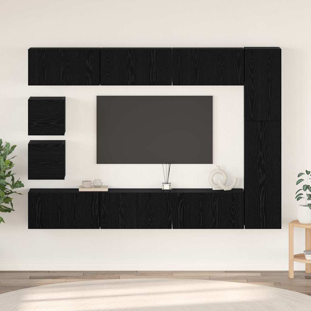 Conjunto De Mueble De Tv 9 Pcs Madera De Ingeniería