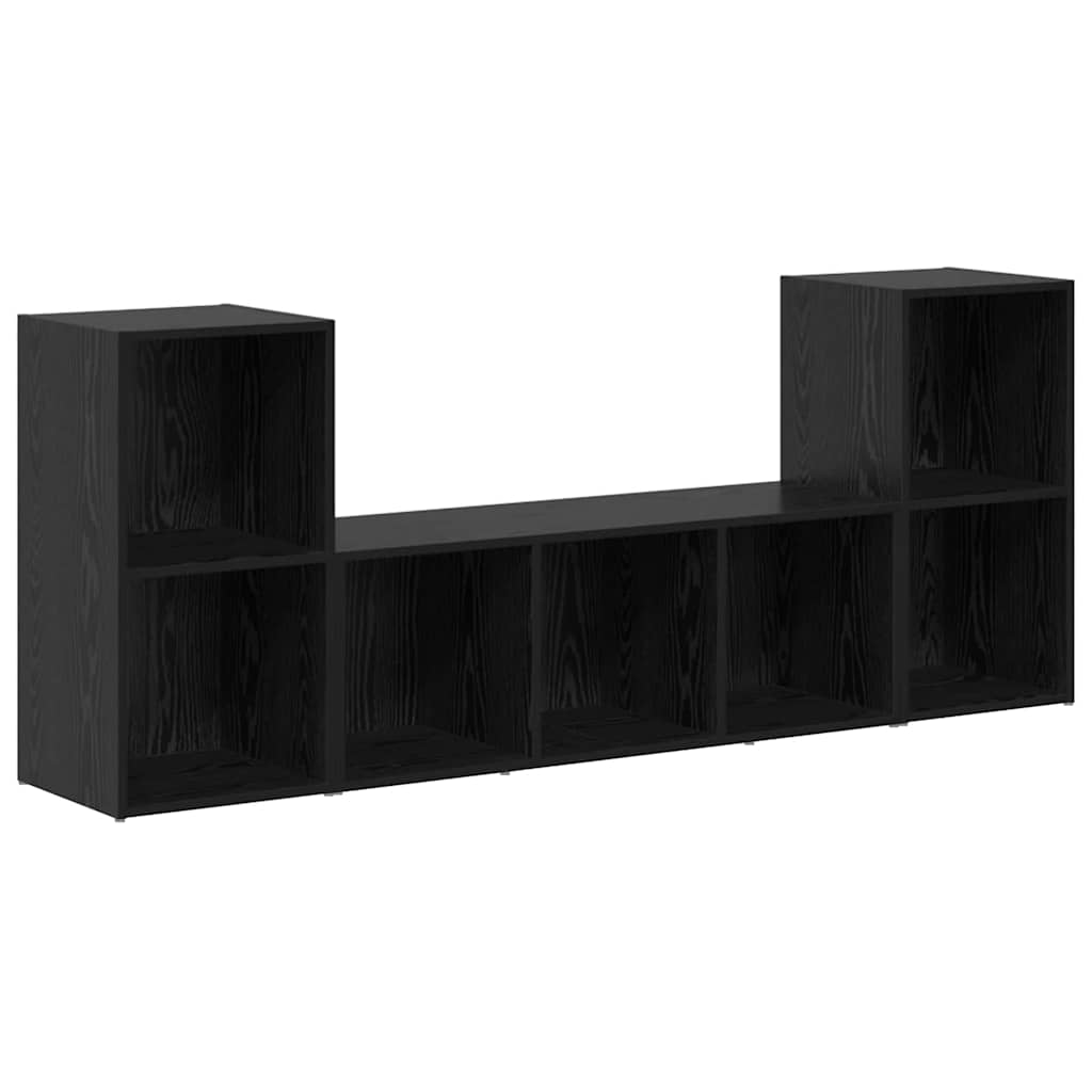 Conjunto De Mueble De Tv 3 Pcs Negro Madera Contrachapada
