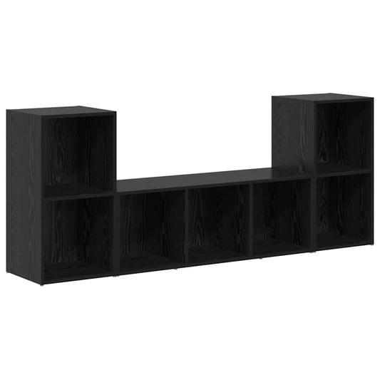 Conjunto De Mueble De Tv 3 Pcs Negro Madera Contrachapada