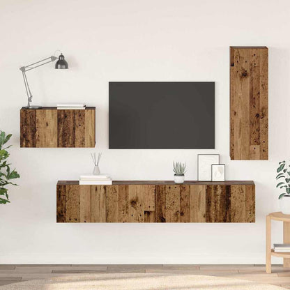 Conjunto De Mueble De Tv Con Cajón 4 Pcs Roble Artesanal