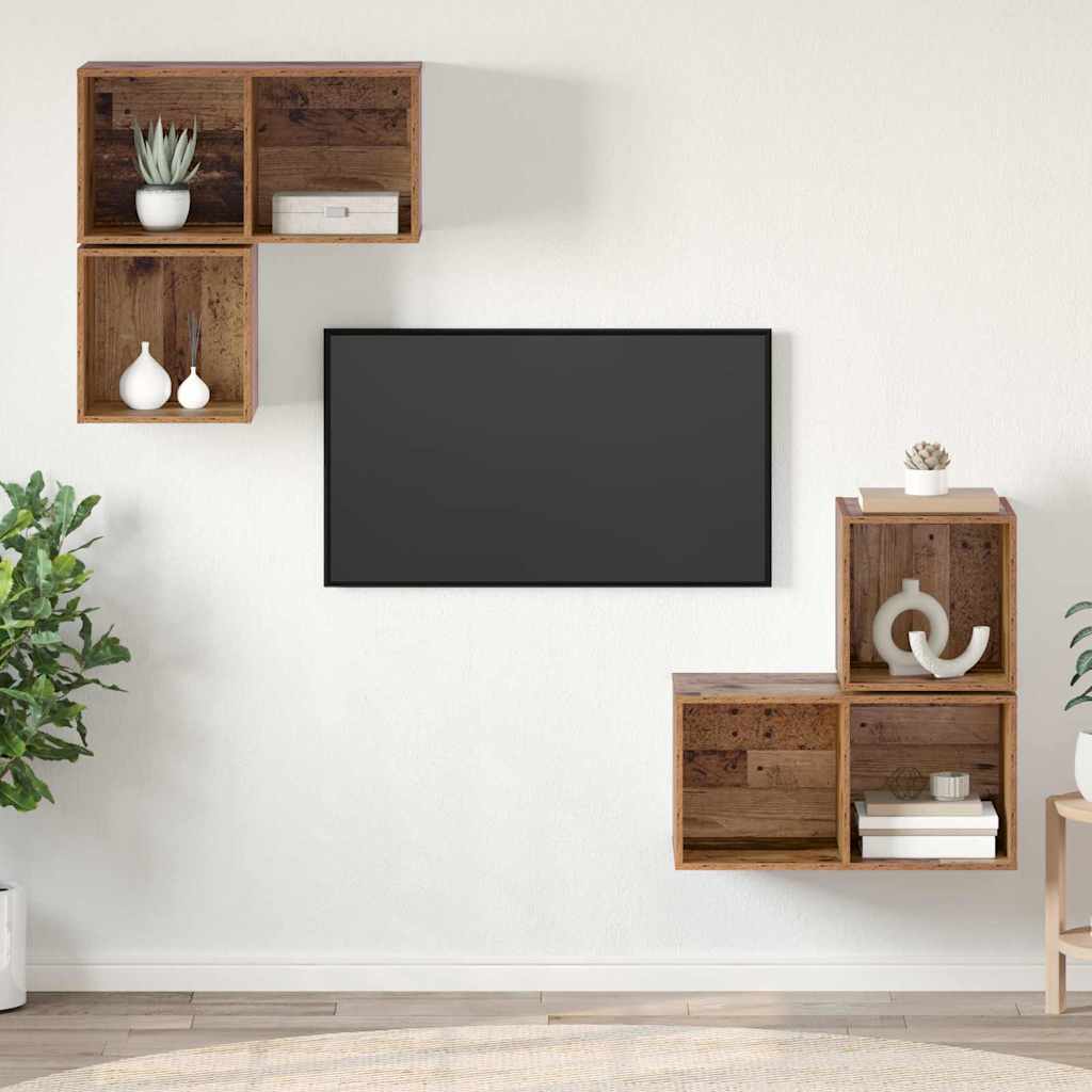Conjunto De Mueble De Tv 4 Pcs Roble Artesanal