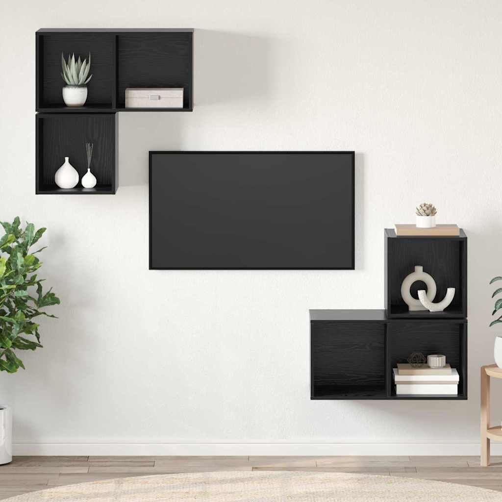 Conjunto De Mueble De Tv 4 Pcs Roble Artesanal