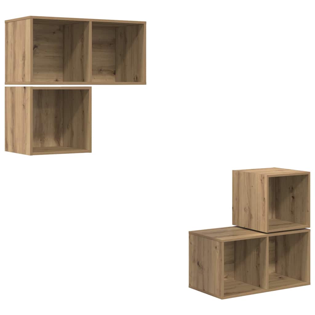 Conjunto De Mueble De Tv 4 Pcs Roble Artesanal