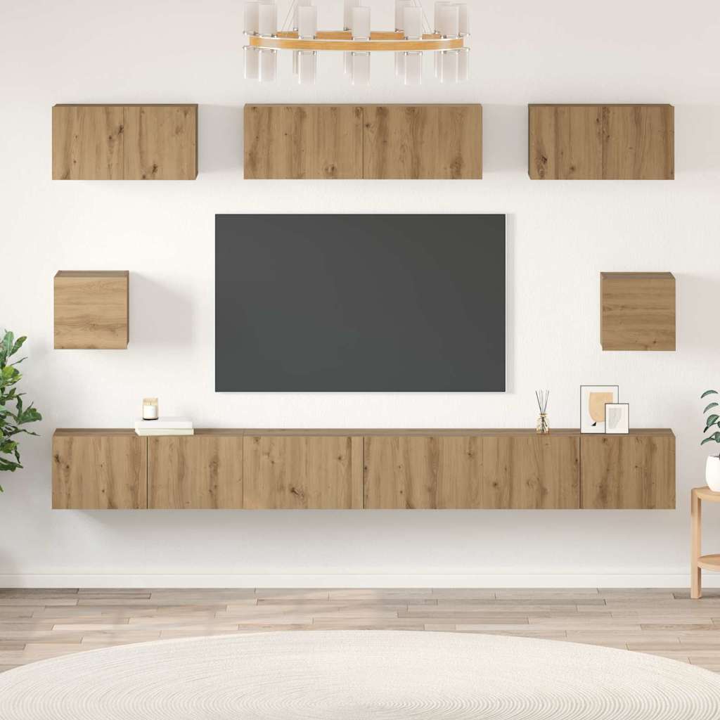 Conjunto De Mueble De Tv 8 Pcs Roble Artesanal