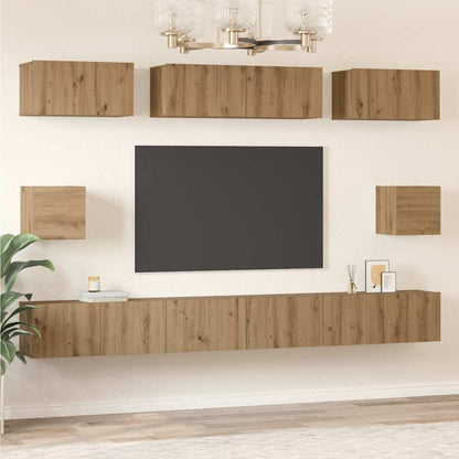 Conjunto De Mueble De Tv 8 Pcs Roble Artesanal