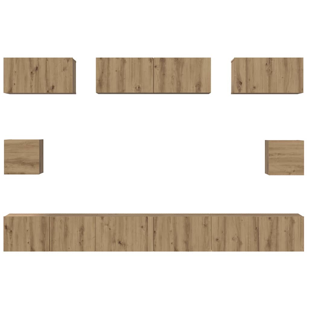 Conjunto De Mueble De Tv 8 Pcs Roble Artesanal