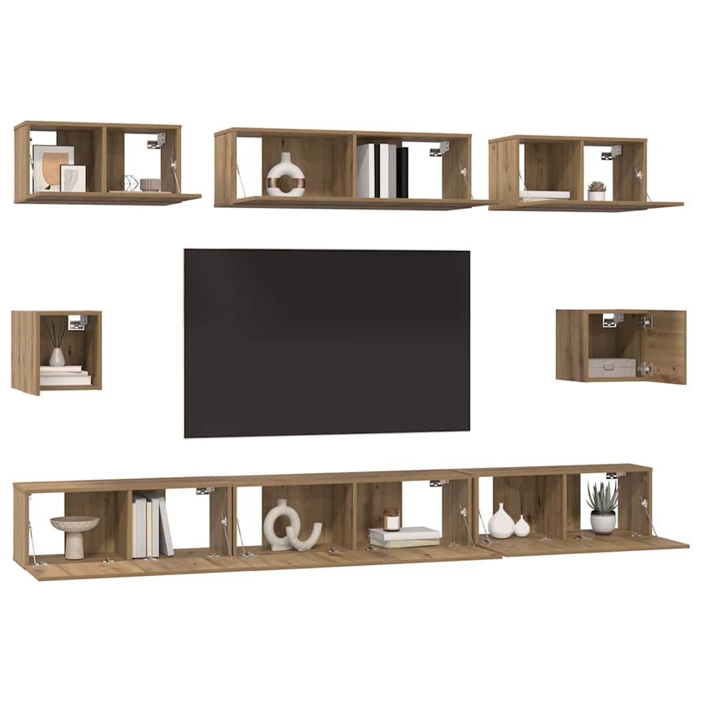 Conjunto De Mueble De Tv 8 Pcs Roble Artesanal