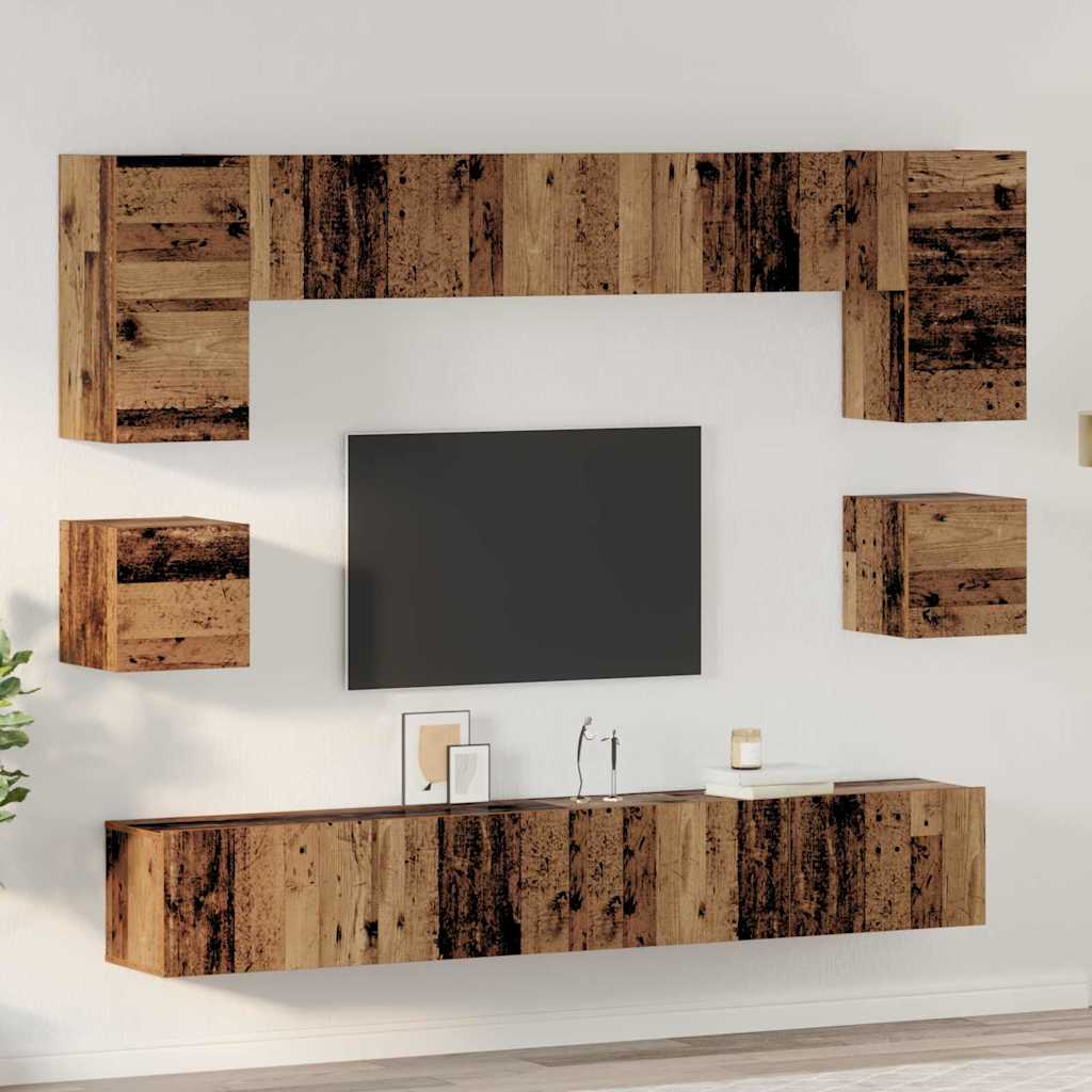Conjunto De Mueble De Tv 8 Pcs Roble Artesanal