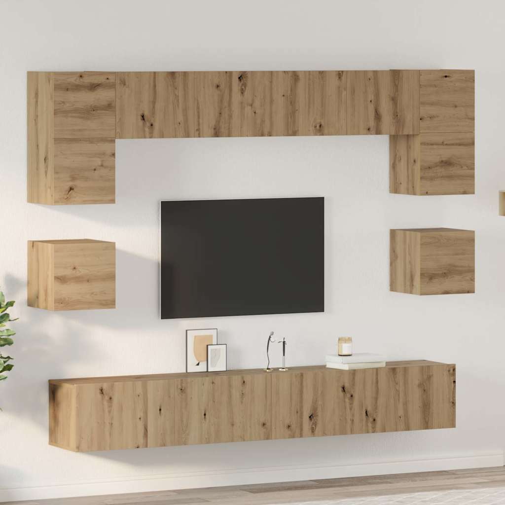 Conjunto De Mueble De Tv 8 Pcs Roble Artesanal