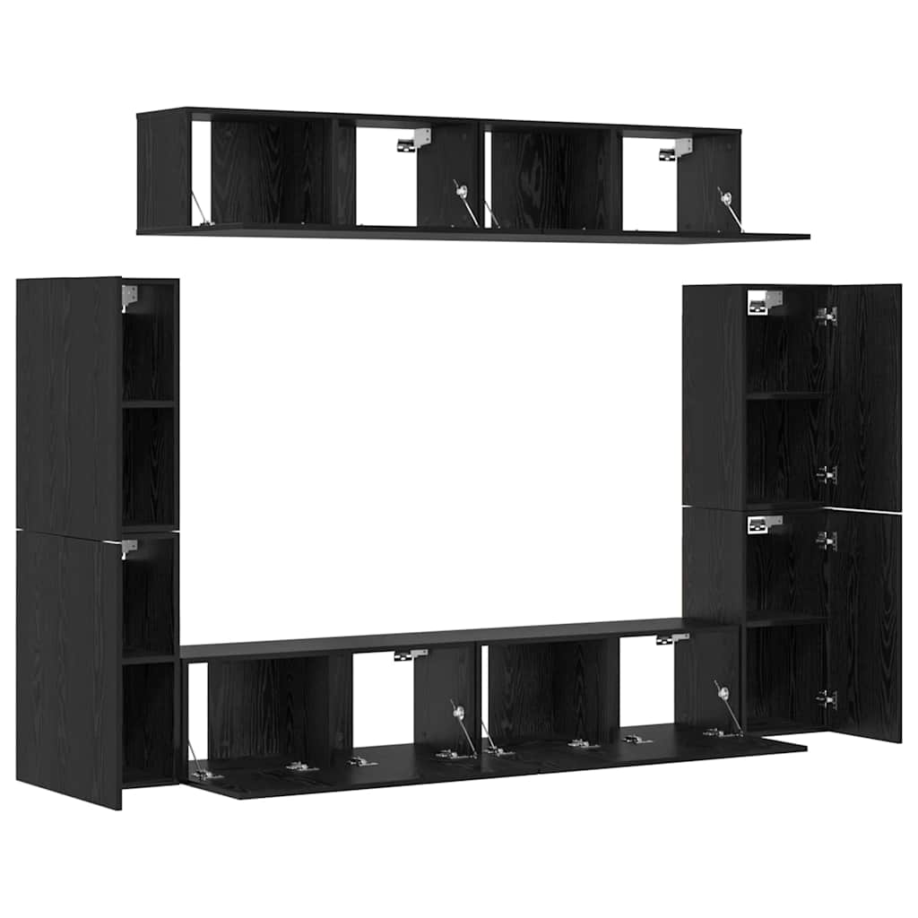 Conjunto De Mueble De Tv 8 Pcs Madera Contrachapada