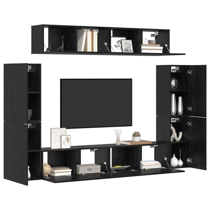 Conjunto De Mueble De Tv 8 Pcs Madera Contrachapada