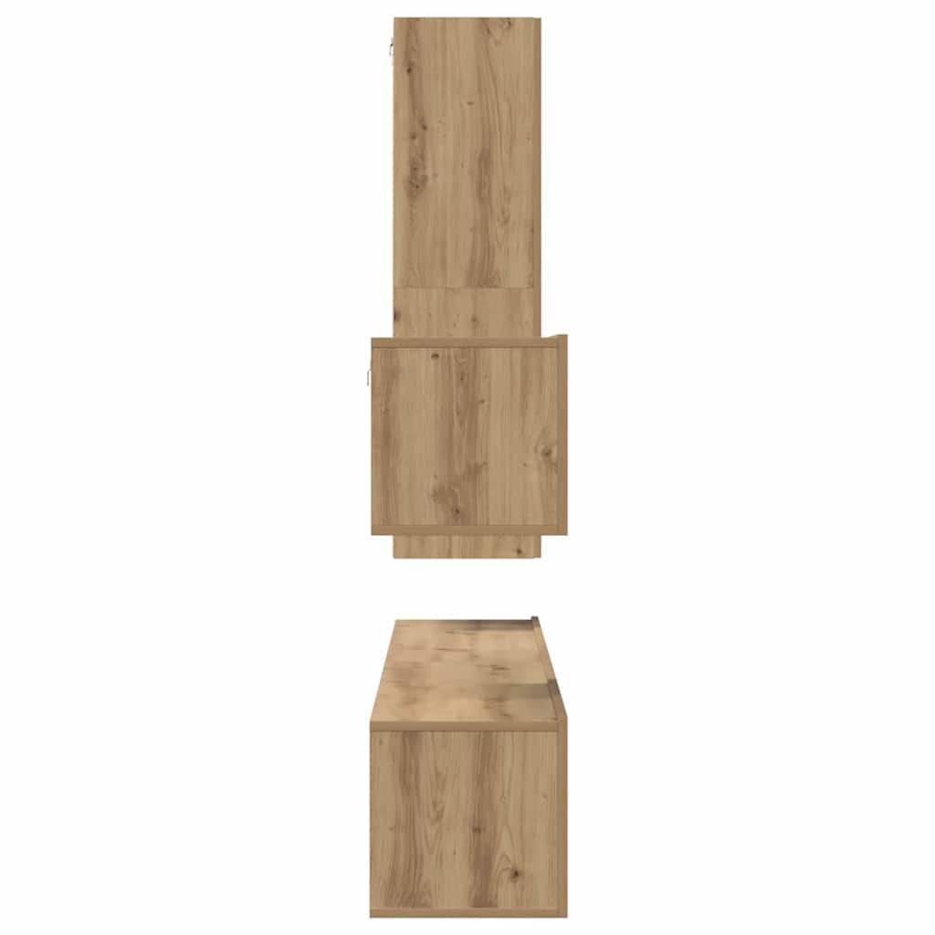 Conjunto De Mueble De Tv Con Cajón 4 Pcs Roble Artesanal