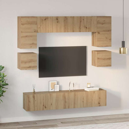 Conjunto De Mueble De Tv 8 Pcs Roble Artesanal
