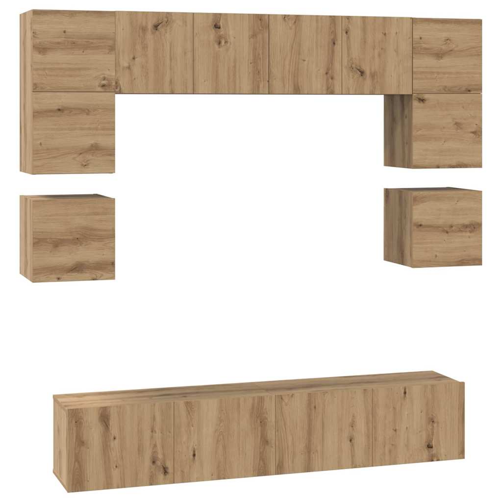 Conjunto De Mueble De Tv 8 Pcs Roble Artesanal