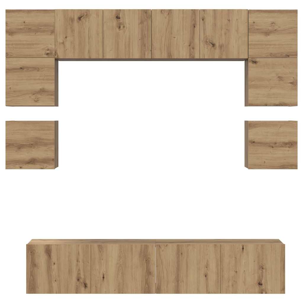 Conjunto De Mueble De Tv 8 Pcs Roble Artesanal