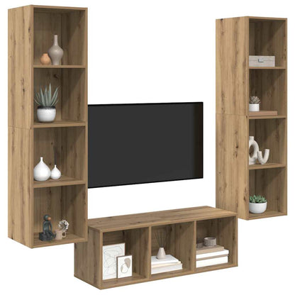 Conjunto De Mueble De Tv 3 Pcs Roble Artesanal