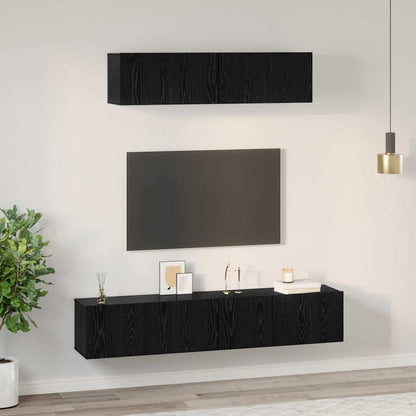 Conjunto De Mueble De Tv 4 Pcs Madera De Ingeniería