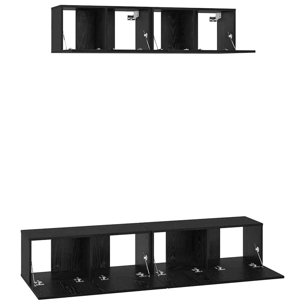 Conjunto De Mueble De Tv 4 Pcs Madera De Ingeniería