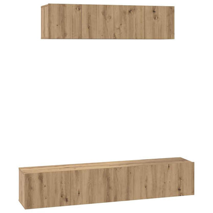 Conjunto De Mueble De Tv 4 Pcs Roble Artesanal