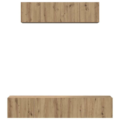 Conjunto De Mueble De Tv 4 Pcs Roble Artesanal