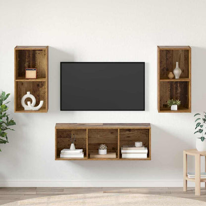 Conjunto De Mueble De Tv 3 Pcs Madera Contrachapada