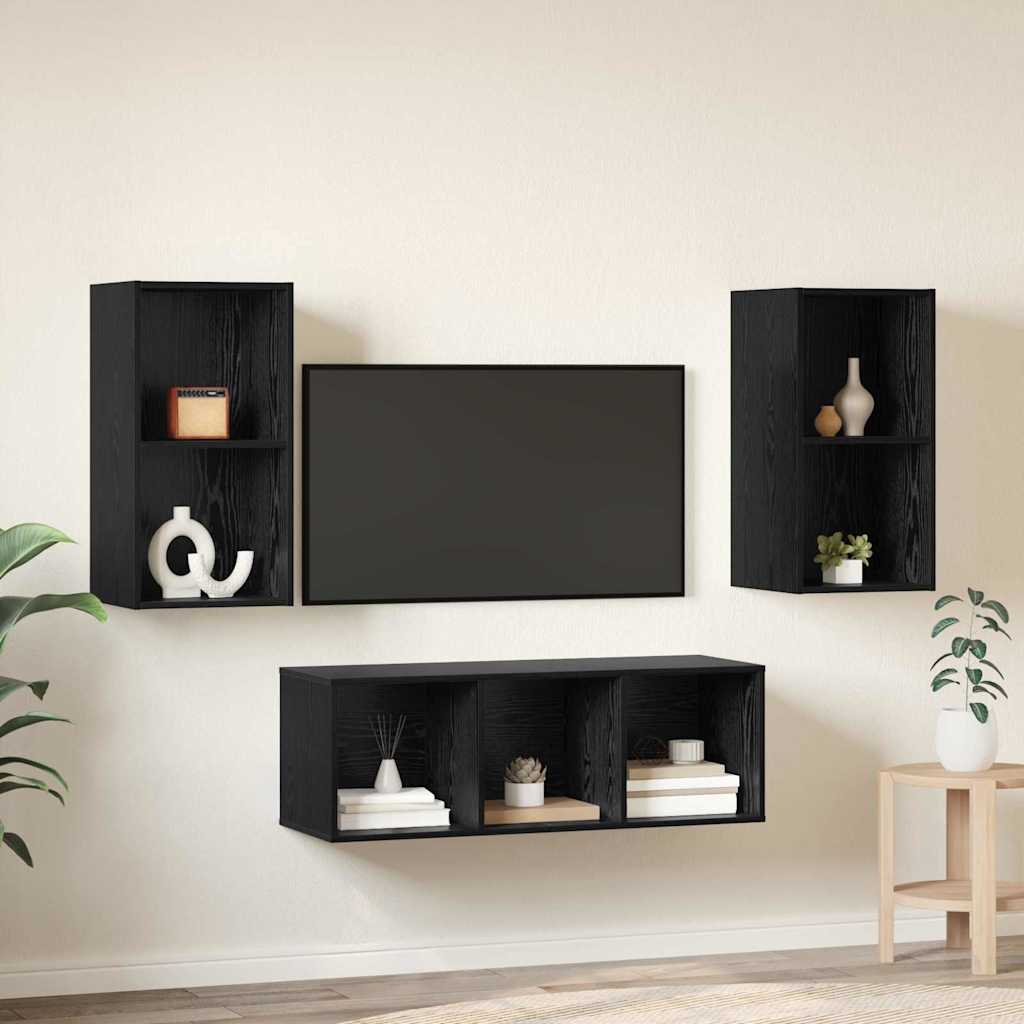 Conjunto De Mueble De Tv 3 Pcs Madera Contrachapada