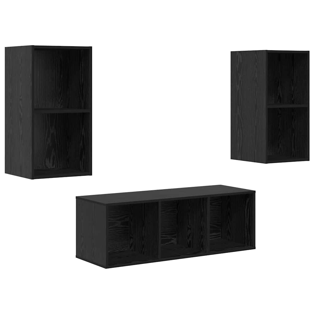 Conjunto De Mueble De Tv 3 Pcs Madera Contrachapada