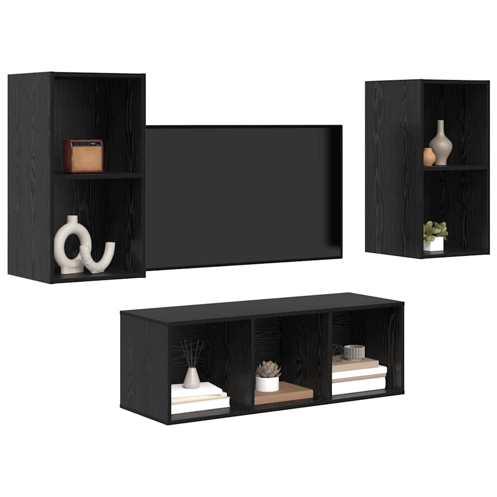 Conjunto De Mueble De Tv 3 Pcs Madera Contrachapada