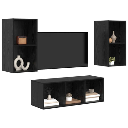 Conjunto De Mueble De Tv 3 Pcs Madera Contrachapada